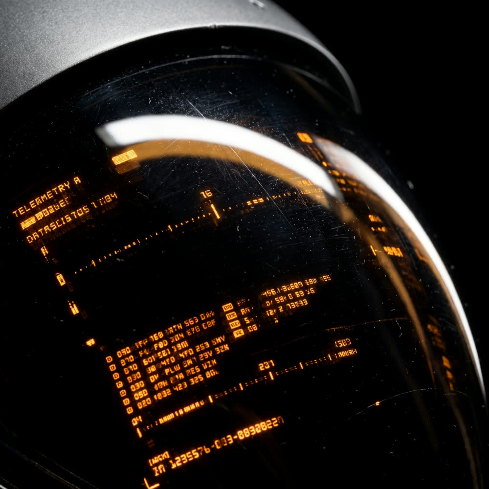 Macro detail of the visor telemetry